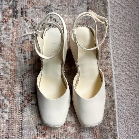 Vince Cecilia Leather Espadrille Wedge in Marble Cream size 9.5 - Picture 5 of 14